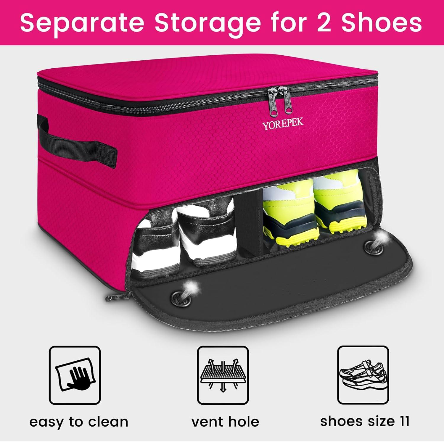 imageYOREPEK 2 Layer Golf Trunk Organizer Golf Gifts for Men with Separate Ventilated Compartment for 2 Pair Shoes Waterproof Car Trunk Locker for Balls Tees Clothes Gloves Gifts for GolfersStandardPink