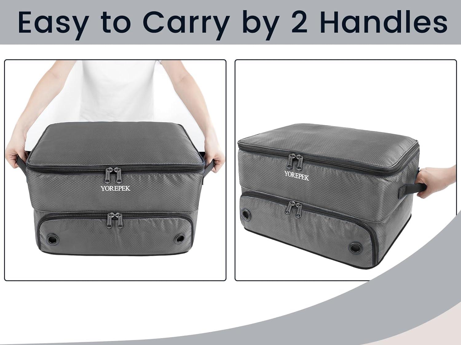 imageYOREPEK 2 Layer Golf Trunk Organizer Golf Gifts for Men with Separate Ventilated Compartment for 2 Pair Shoes Waterproof Car Trunk Locker for Balls Tees Clothes Gloves Gifts for GolfersLargeGrey