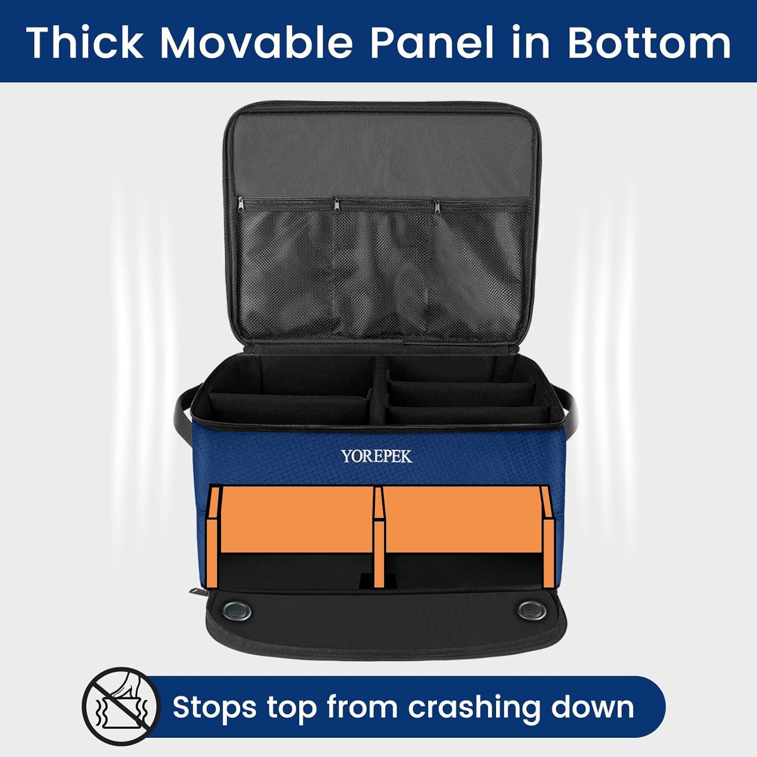 imageYOREPEK 2 Layer Golf Trunk Organizer Golf Gifts for Men with Separate Ventilated Compartment for 2 Pair Shoes Waterproof Car Trunk Locker for Balls Tees Clothes Gloves Gifts for GolfersLargeBlue