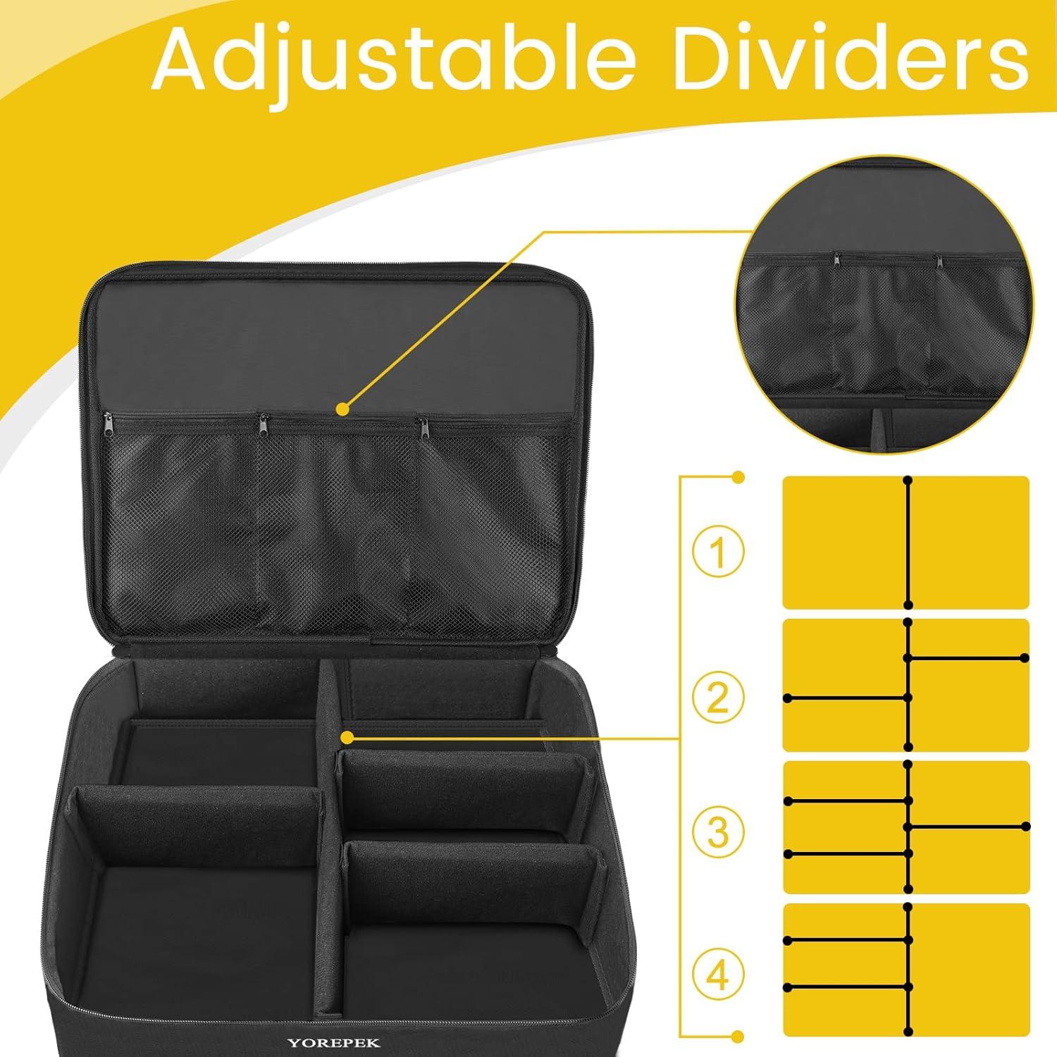 imageYOREPEK 2 Layer Golf Trunk Organizer Golf Gifts for Men with Separate Ventilated Compartment for 2 Pair Shoes Waterproof Car Trunk Locker for Balls Tees Clothes Gloves Gifts for GolfersStandardBlack