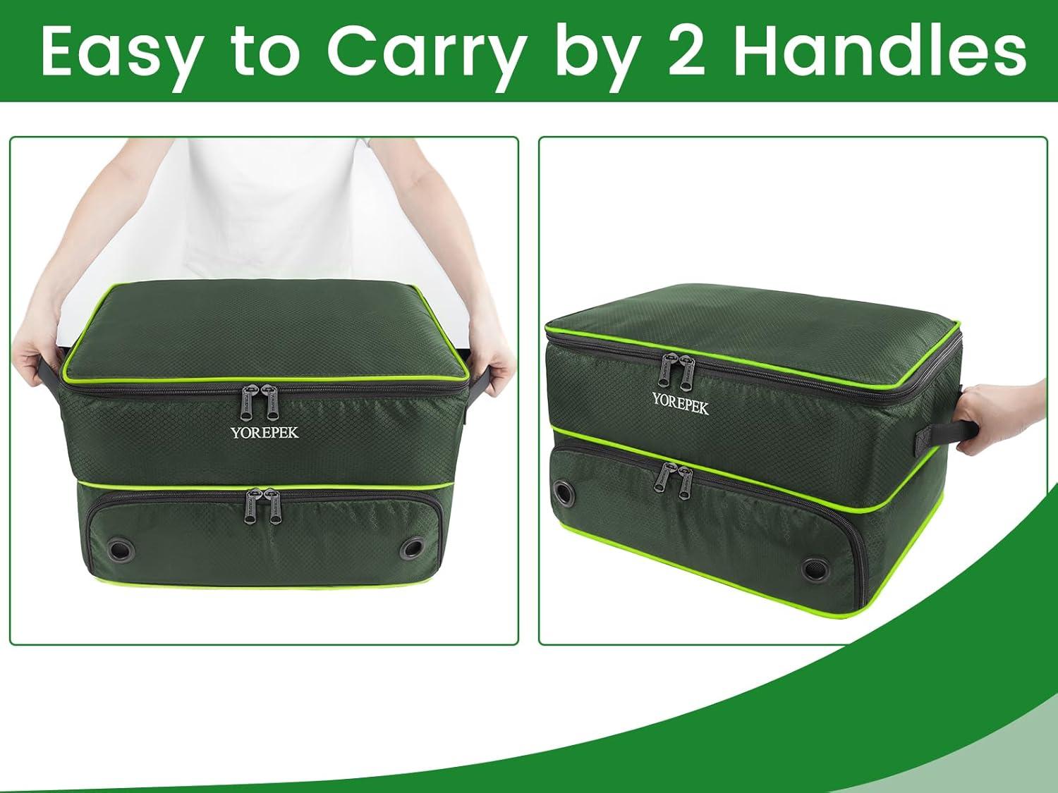 imageYOREPEK 2 Layer Golf Trunk Organizer Golf Gifts for Men with Separate Ventilated Compartment for 2 Pair Shoes Waterproof Car Trunk Locker for Balls Tees Clothes Gloves Gifts for GolfersLargeGreen