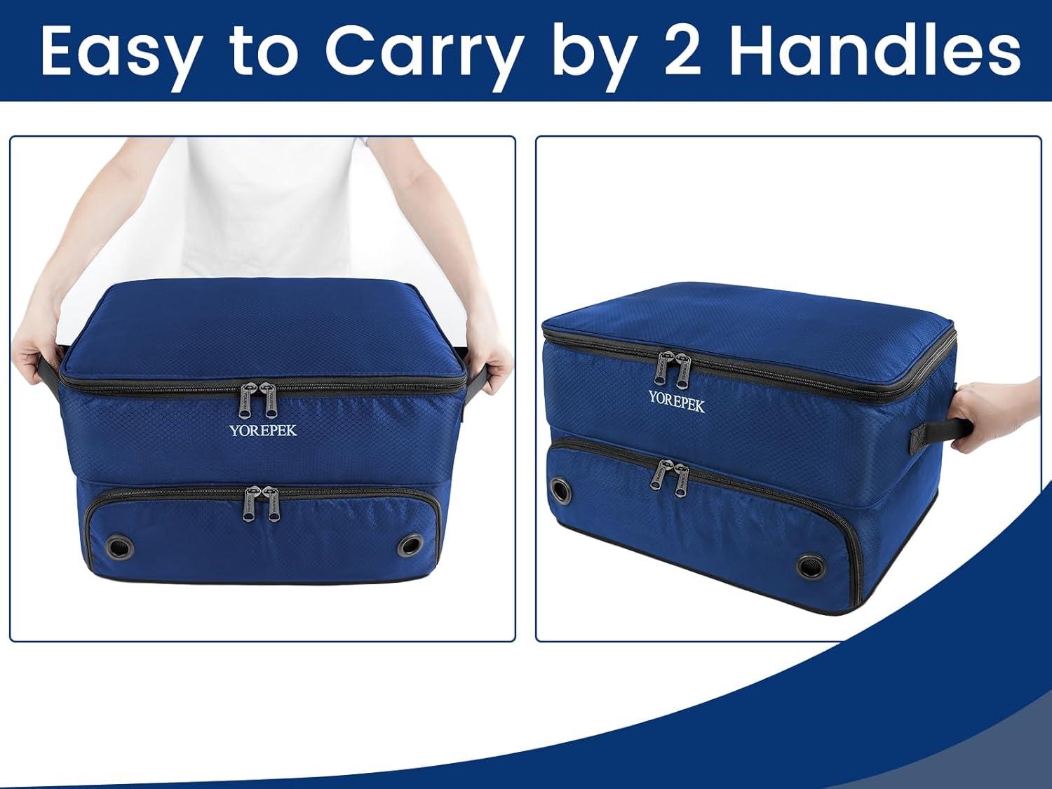 imageYOREPEK 2 Layer Golf Trunk Organizer Golf Gifts for Men with Separate Ventilated Compartment for 2 Pair Shoes Waterproof Car Trunk Locker for Balls Tees Clothes Gloves Gifts for GolfersStandardBlue