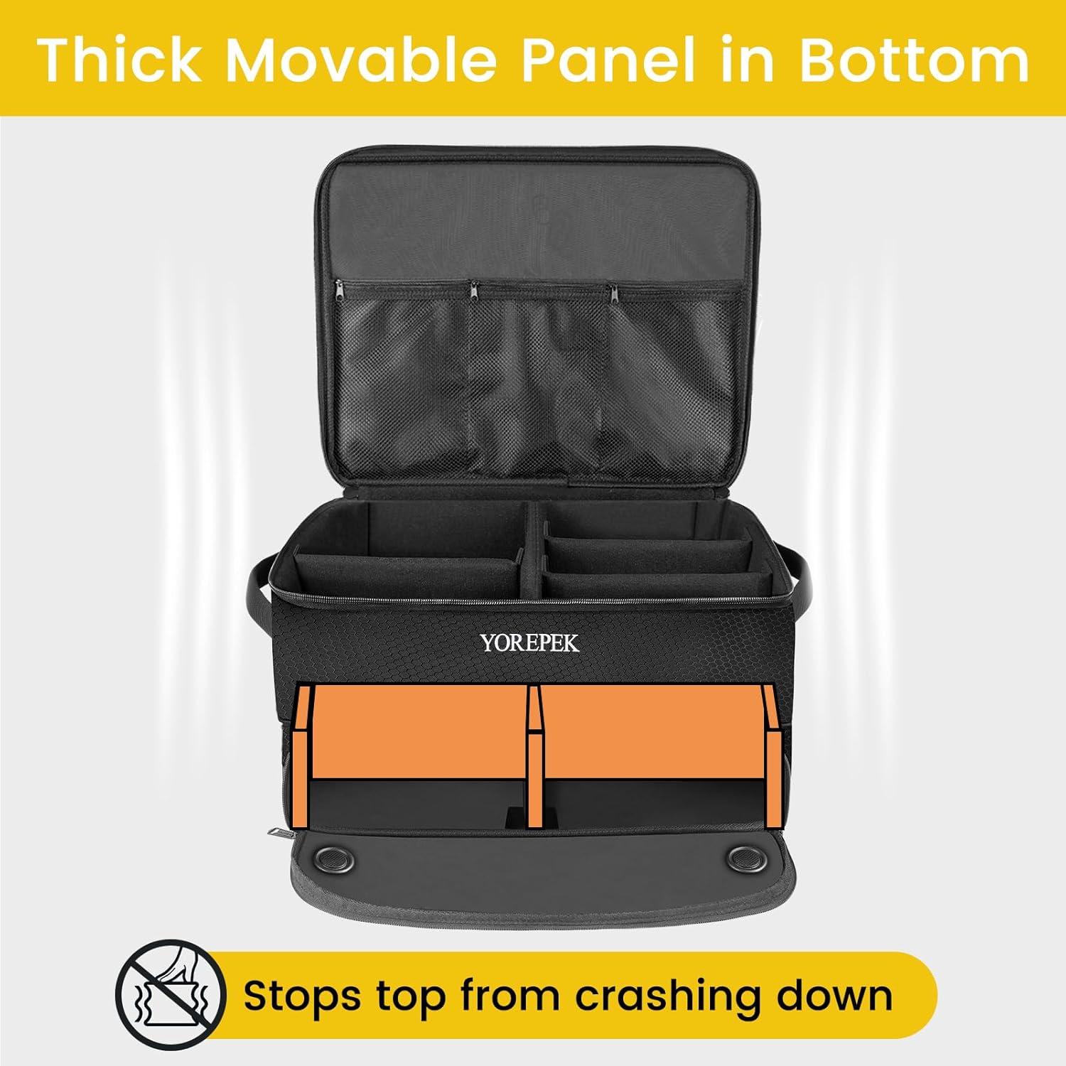 imageYOREPEK 2 Layer Golf Trunk Organizer Golf Gifts for Men with Separate Ventilated Compartment for 2 Pair Shoes Waterproof Car Trunk Locker for Balls Tees Clothes Gloves Gifts for GolfersLargeBlack