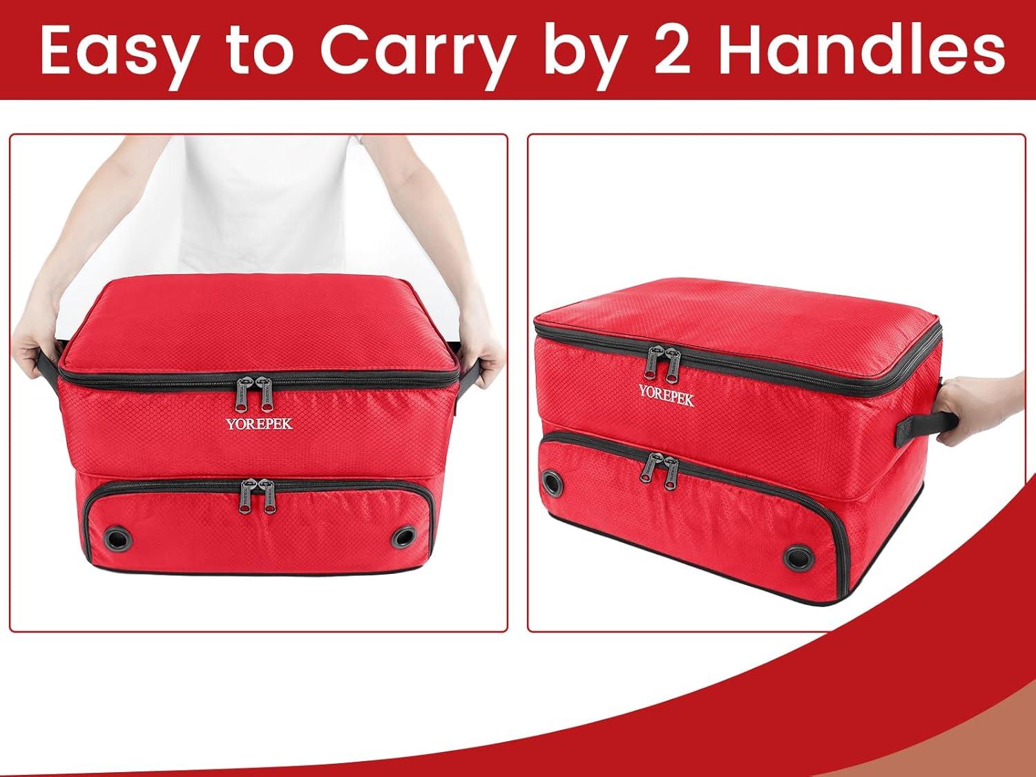 imageYOREPEK 2 Layer Golf Trunk Organizer Golf Gifts for Men with Separate Ventilated Compartment for 2 Pair Shoes Waterproof Car Trunk Locker for Balls Tees Clothes Gloves Gifts for GolfersStandardRed