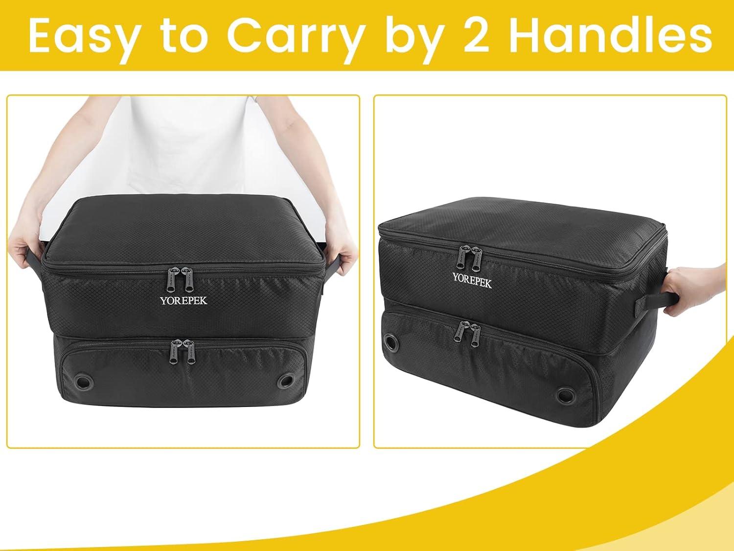 imageYOREPEK 2 Layer Golf Trunk Organizer Golf Gifts for Men with Separate Ventilated Compartment for 2 Pair Shoes Waterproof Car Trunk Locker for Balls Tees Clothes Gloves Gifts for GolfersLargeBlack