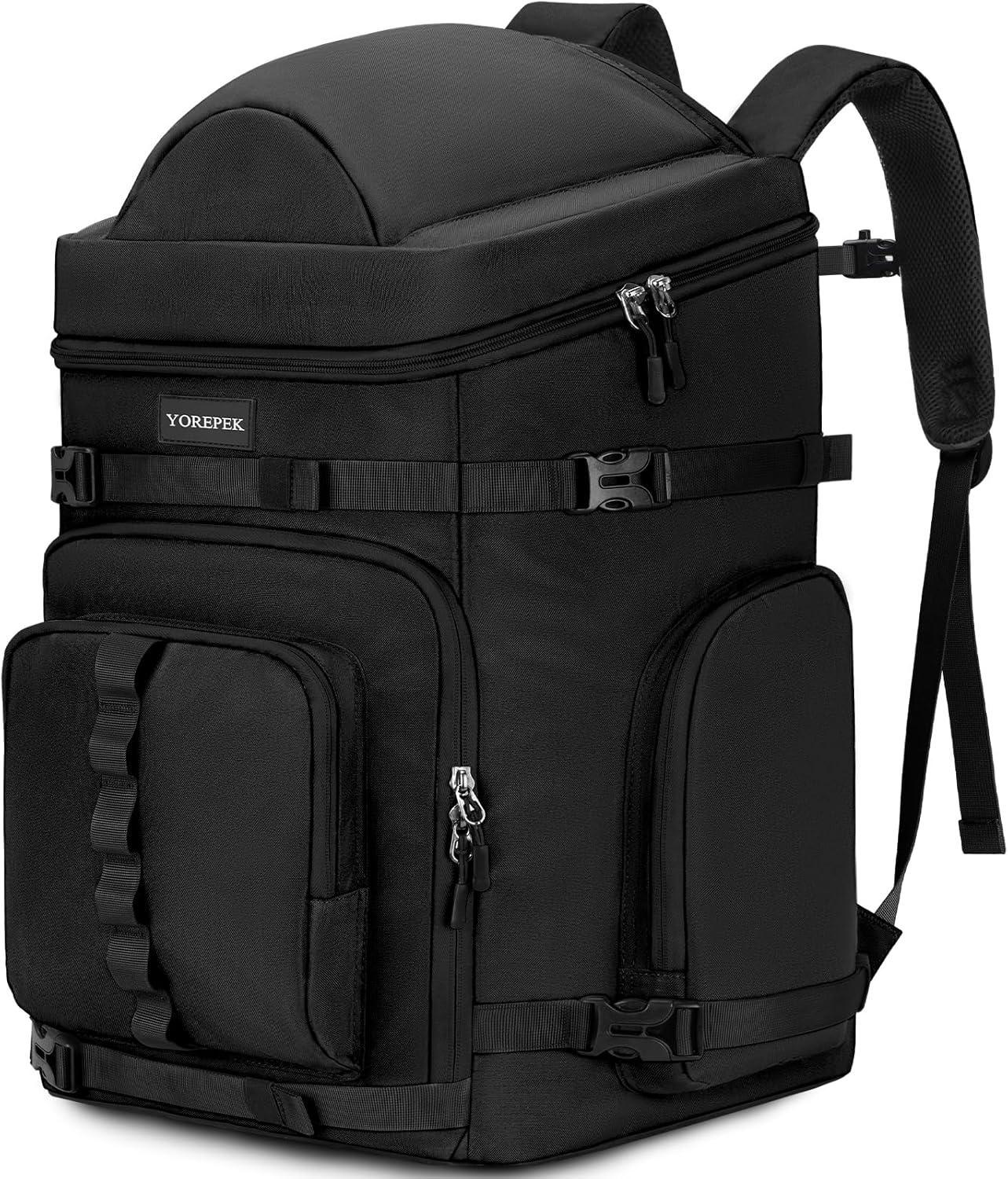 imageYOREPEK 65L Ski Boot Bag Backpack with 8 Pockets Waterproof Ski Snowboard Boot Bags for Air Travel Ski Gear Bag Backpacks for Boots Helmet Goggle Gloves Pants Jacket Accessories for AdultsBlack