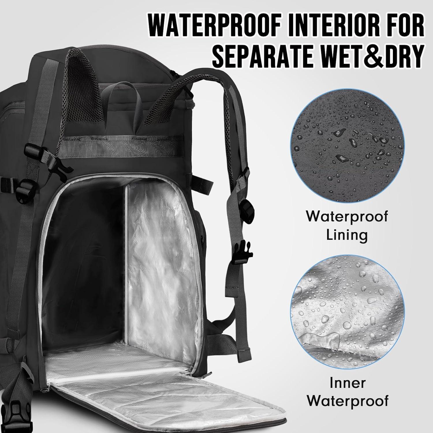 imageYOREPEK 65L Ski Boot Bag Backpack with 8 Pockets Waterproof Ski Snowboard Boot Bags for Air Travel Ski Gear Bag Backpacks for Boots Helmet Goggle Gloves Pants Jacket Accessories for AdultsBlack