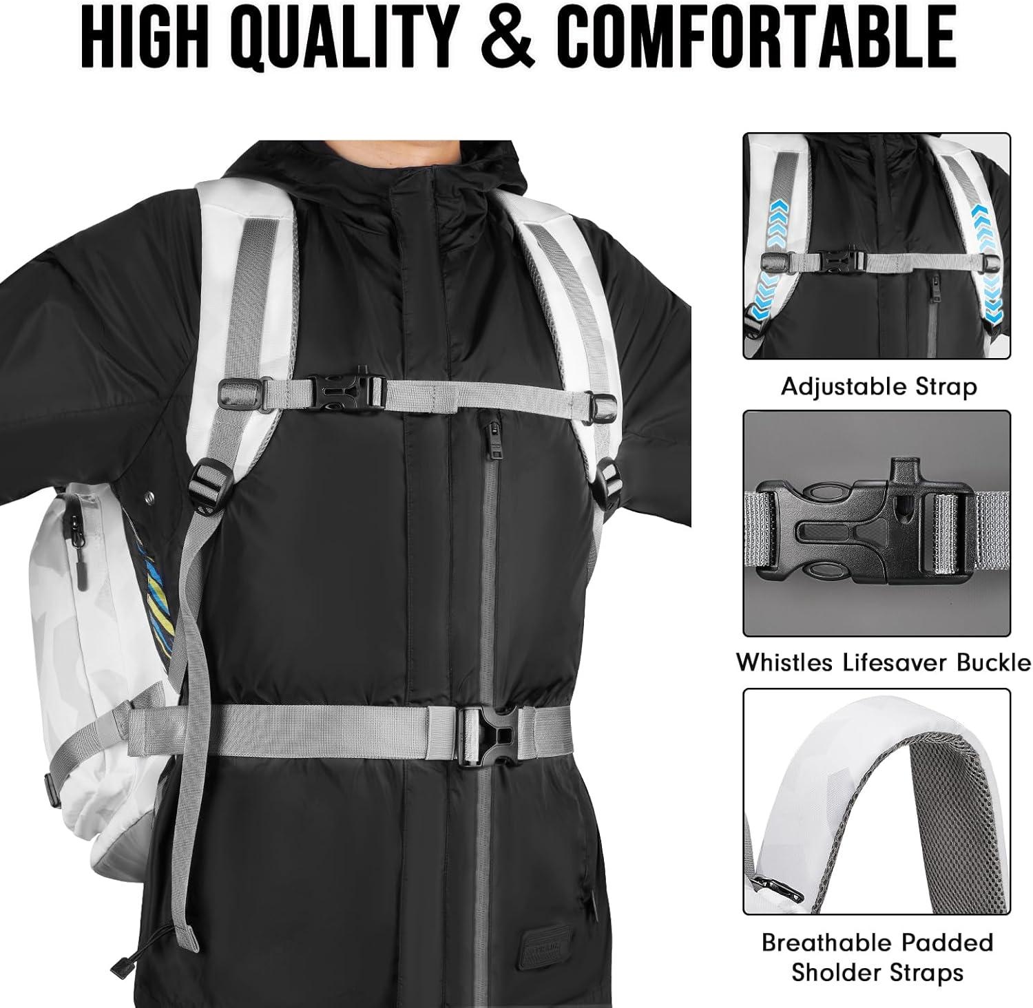 imageYOREPEK 65L Ski Boot Bag Backpack with 8 Pockets Waterproof Ski Snowboard Boot Bags for Air Travel Ski Gear Bag Backpacks for Boots Helmet Goggle Gloves Pants Jacket Accessories for AdultsAsh White