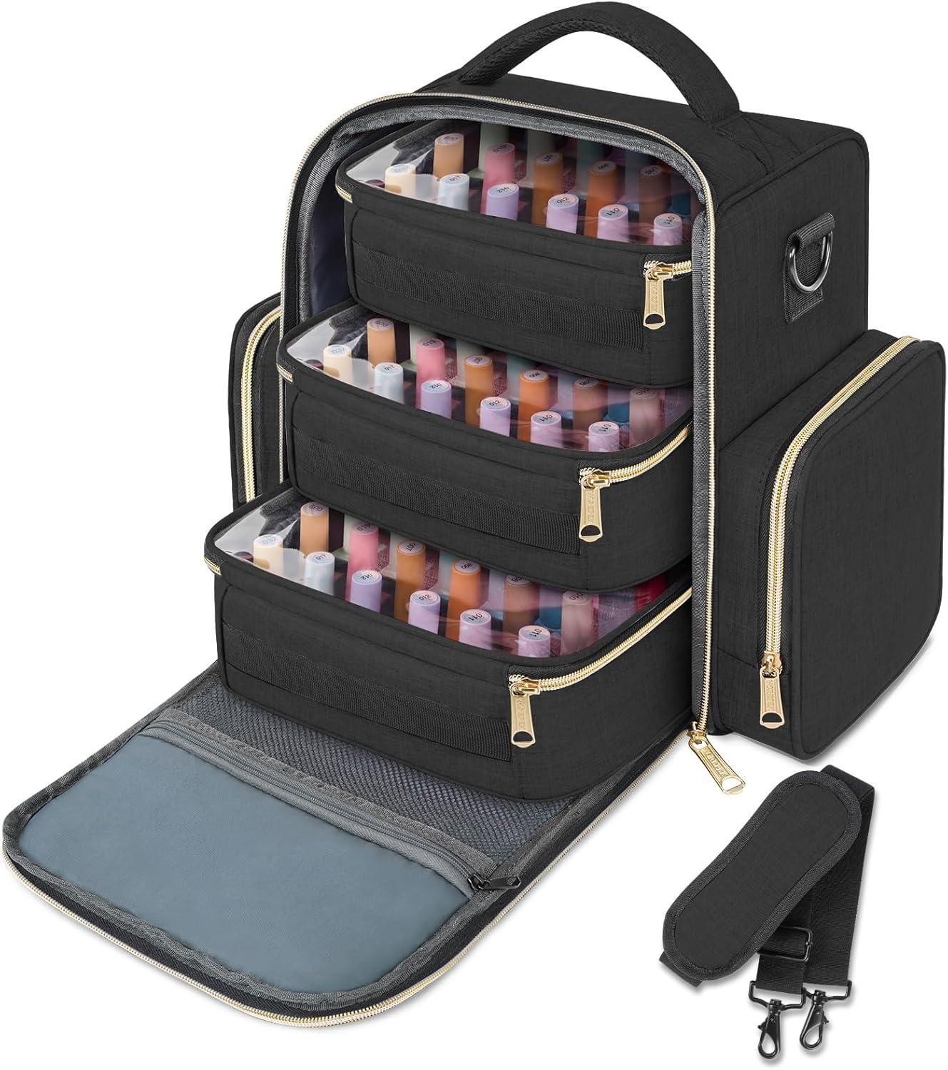imageYOREPEK Extra Large Nail Polish Organizer Case Holds 96 to 100 Bottles 15ml05 floz UV lamp Gel Polish Travel Case Bag with 2 Removable Pouches Fits Nail Suppiles Manicurist Nail Tech GiftsBlack72bottles