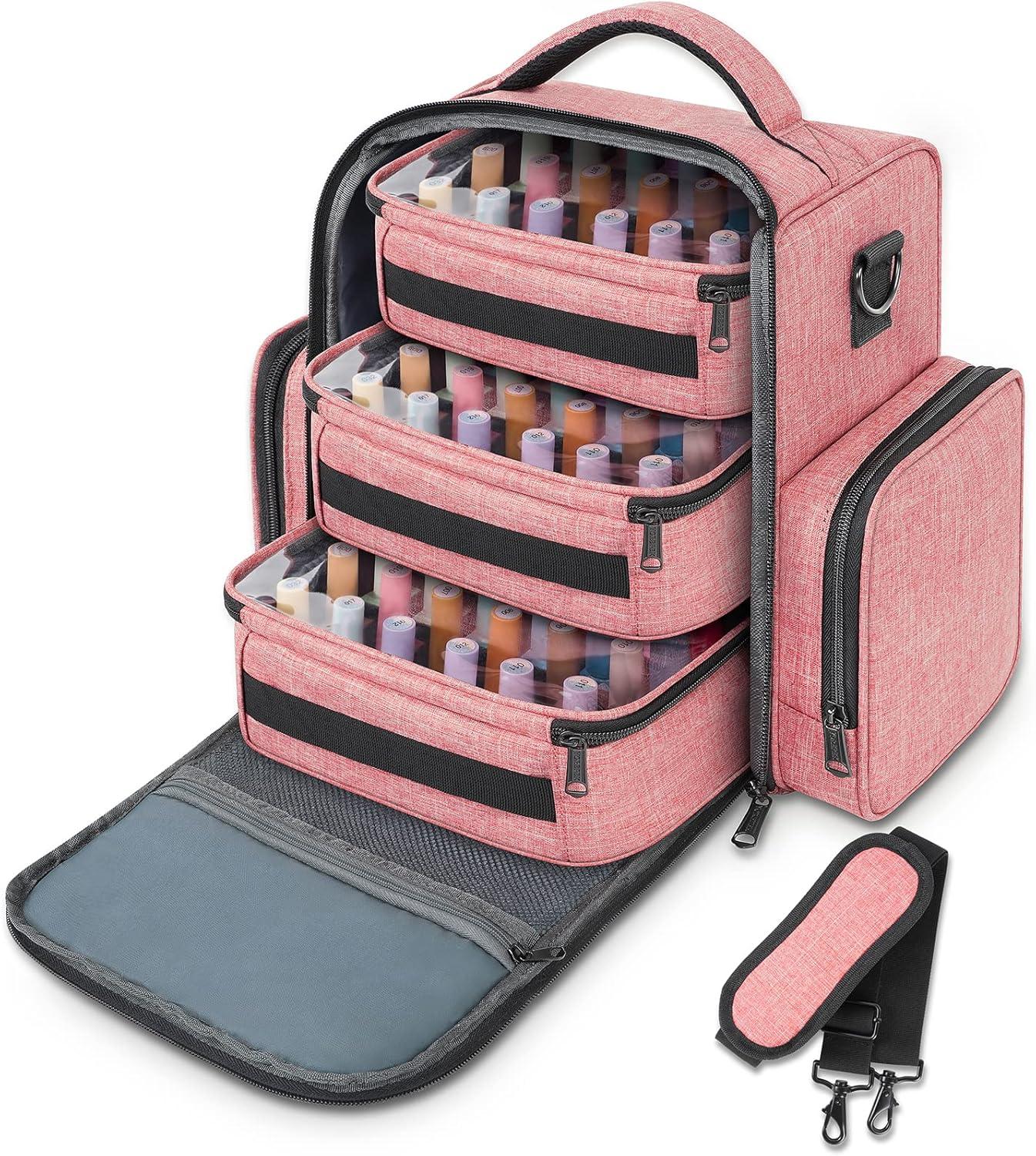 imageYOREPEK Extra Large Nail Polish Organizer Case Holds 96 to 100 Bottles 15ml05 floz UV lamp Gel Polish Travel Case Bag with 2 Removable Pouches Fits Nail Suppiles Manicurist Nail Tech GiftsPink72bottles