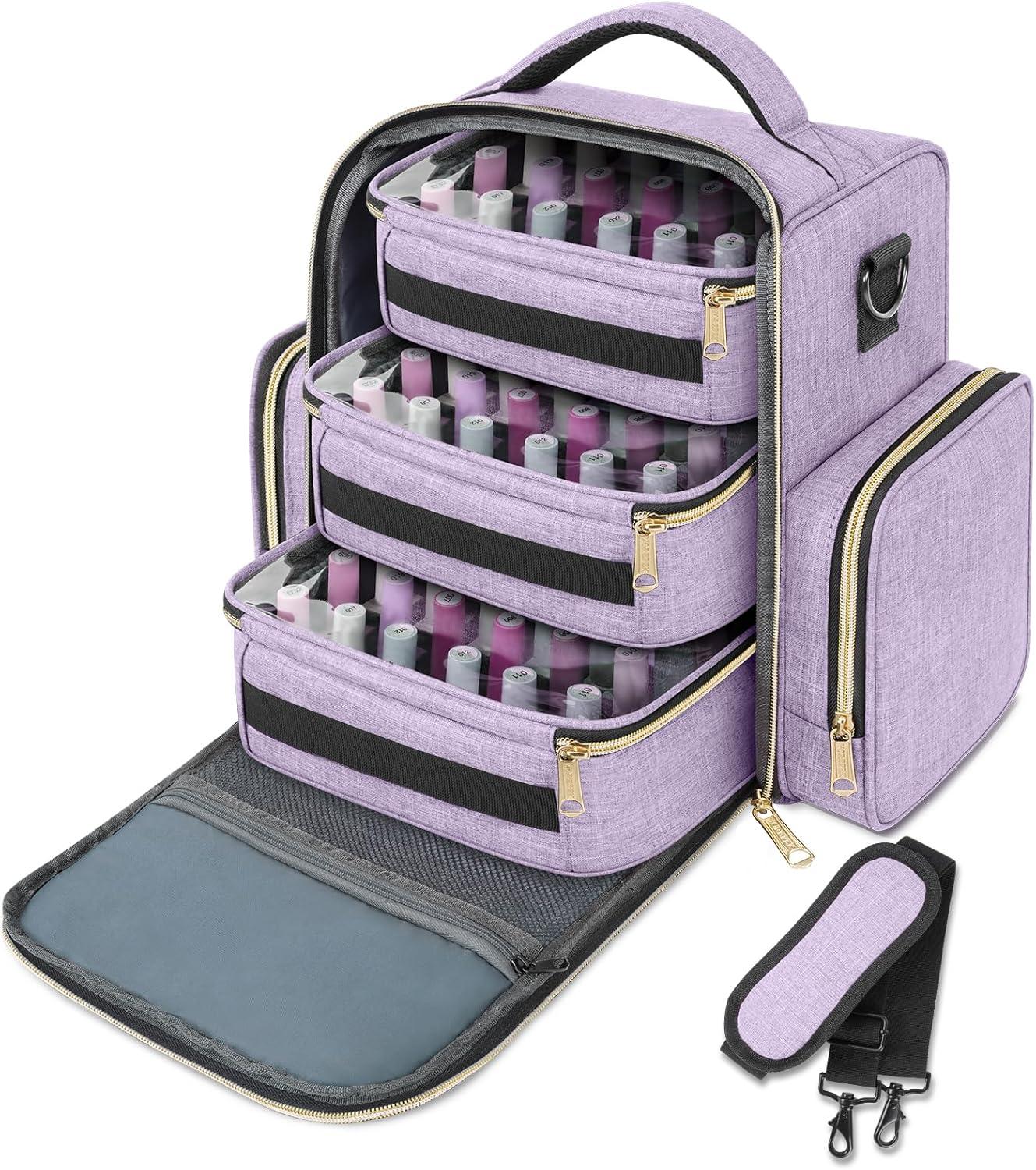 imageYOREPEK Extra Large Nail Polish Organizer Case Holds 96 to 100 Bottles 15ml05 floz UV lamp Gel Polish Travel Case Bag with 2 Removable Pouches Fits Nail Suppiles Manicurist Nail Tech GiftsPurple72bottles