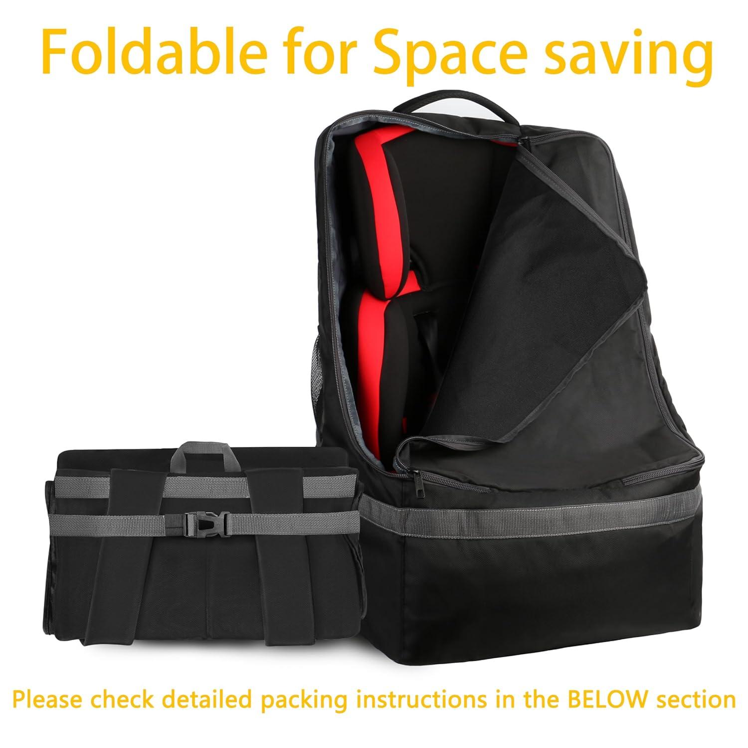 imageYOREPEK Padded Car Seat Travel Bag Backpack for Airplane Heavy Duty Car Seat Bags for Air Travel Carseat Cover for Airplane Travel with Shoulder Strap Car Seats Carrier for Airport BlackBlack