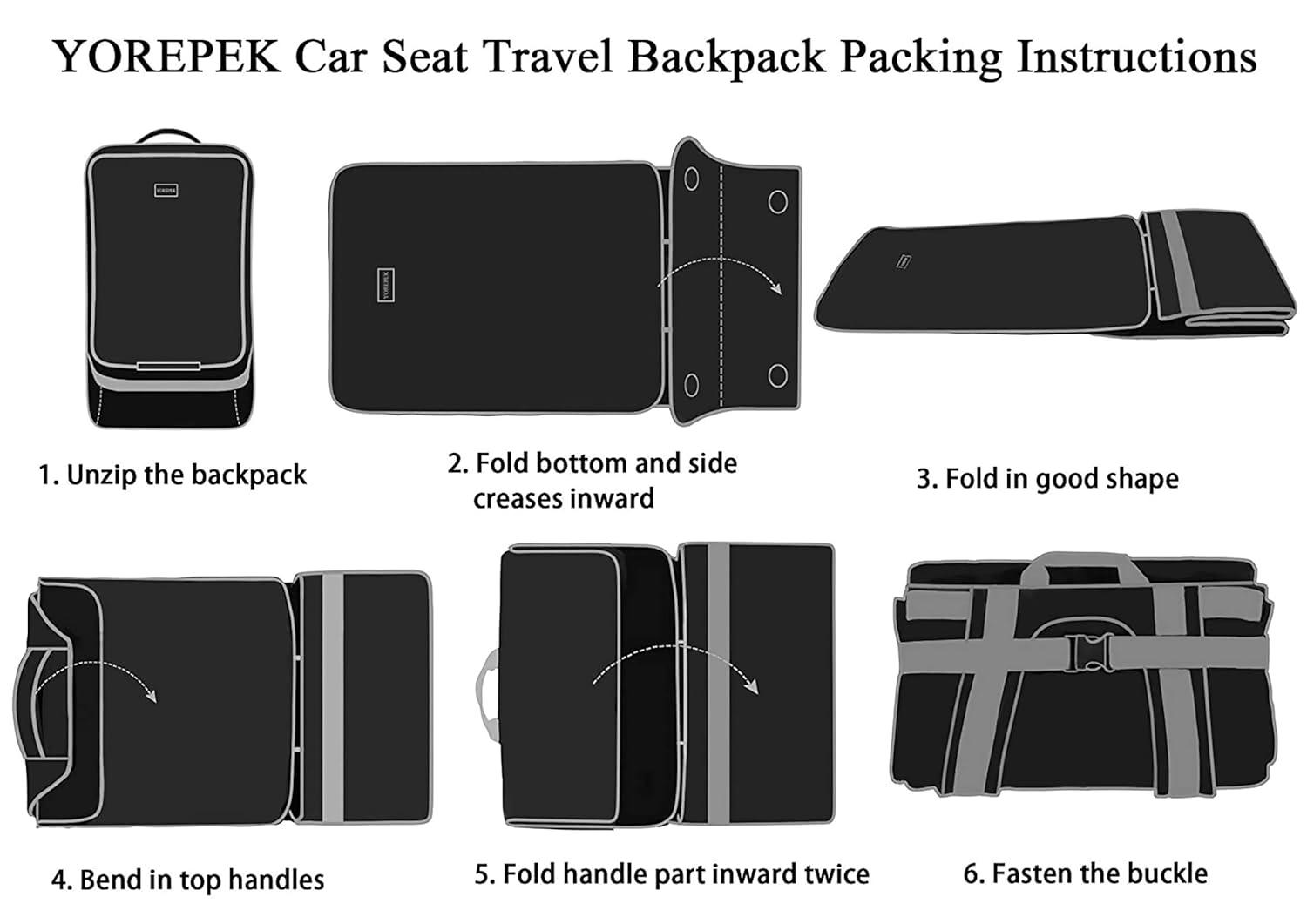 imageYOREPEK Padded Car Seat Travel Bag Backpack for Airplane Heavy Duty Car Seat Bags for Air Travel Carseat Cover for Airplane Travel with Shoulder Strap Car Seats Carrier for Airport BlackBlack