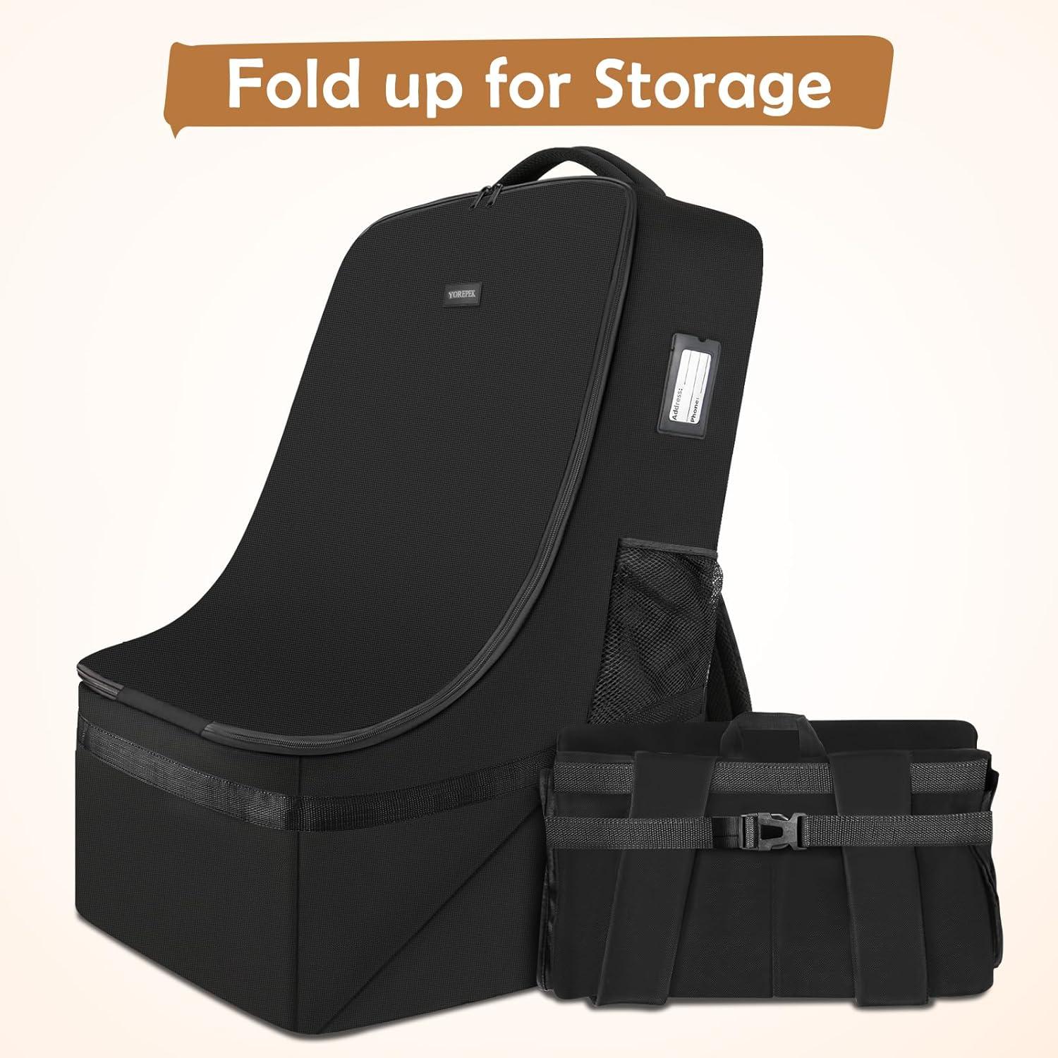 imageYOREPEK Padded Car Seat Travel Bag Backpack for Airplane Heavy Duty Car Seat Bags for Air Travel Carseat Cover for Airplane Travel with Shoulder Strap Car Seats Carrier for Airport BlackBlack ALL