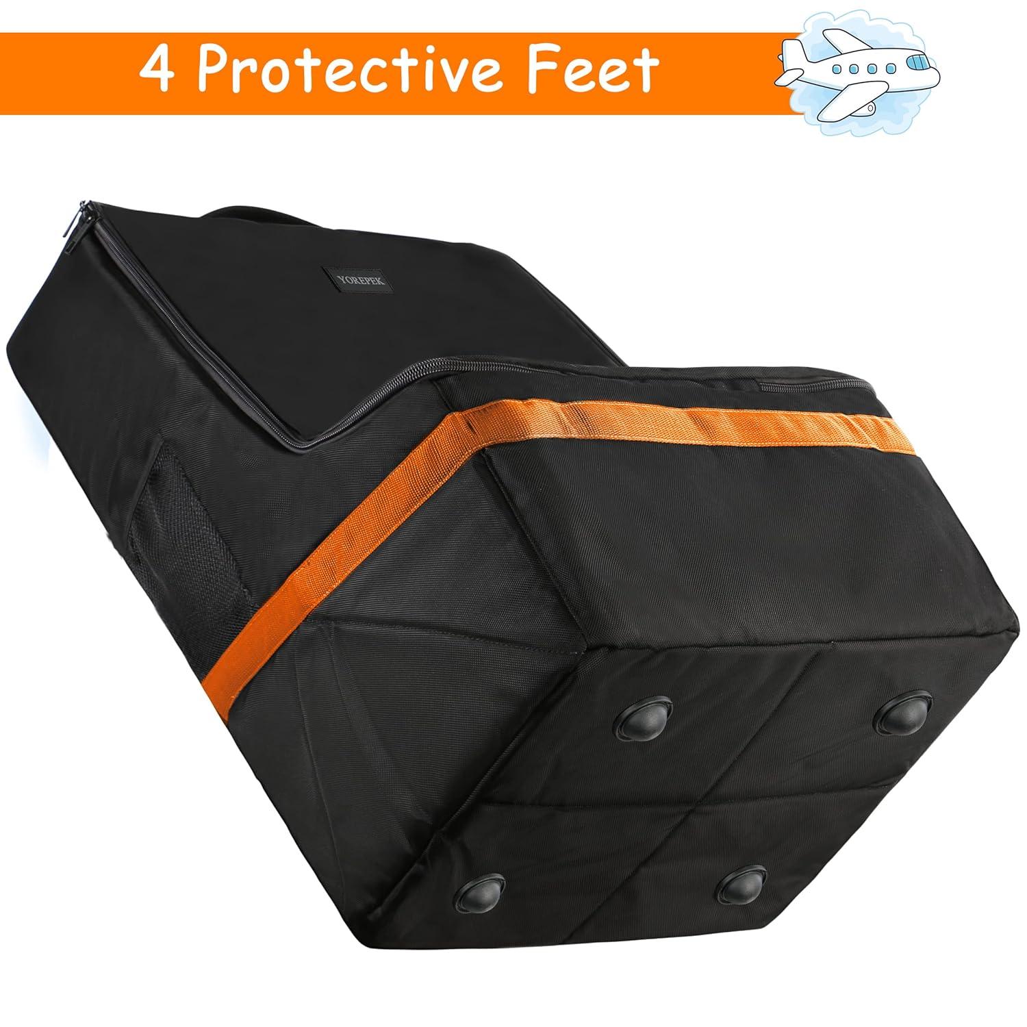 imageYOREPEK Padded Car Seat Travel Bag Backpack for Airplane Heavy Duty Car Seat Bags for Air Travel Carseat Cover for Airplane Travel with Shoulder Strap Car Seats Carrier for Airport BlackOrange