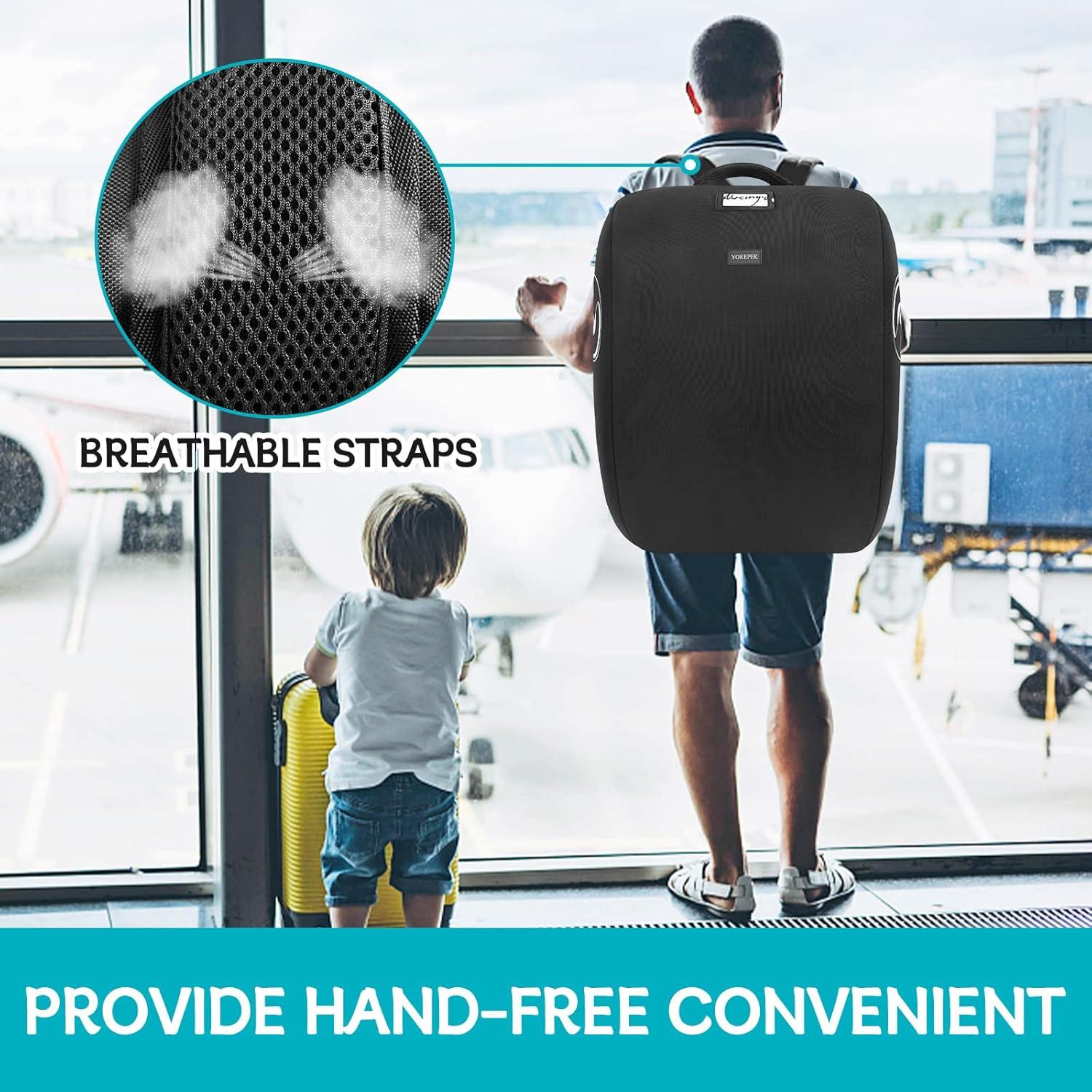 imageYOREPEK Padded Car Seat Travel Bag for Airplane Fits for Doona Car Seat Stroller with isofix Base Infant Car Seat Bags with Lockable Zipper Foldable Gate Check Stroller Backpack for Baby TravelBlack