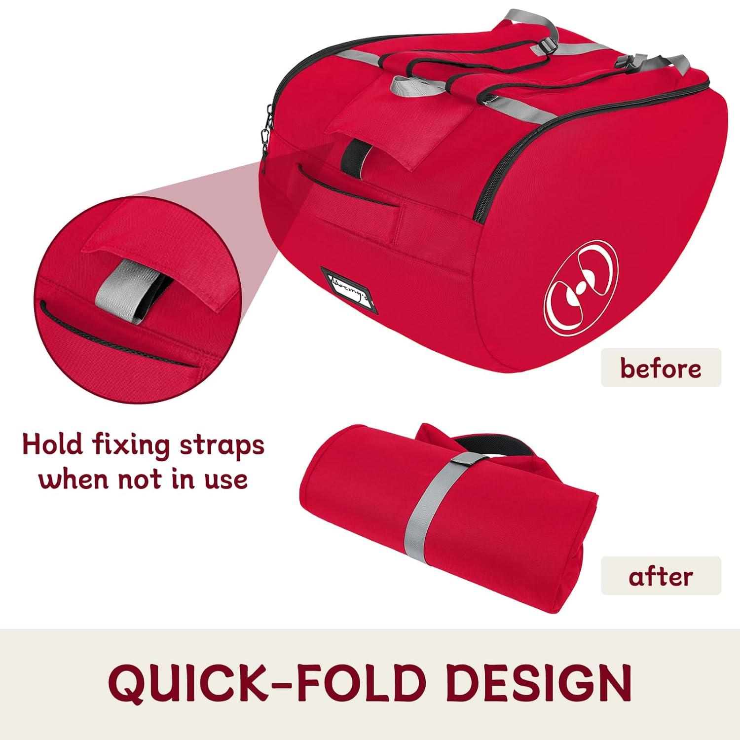 imageYOREPEK Padded Car Seat Travel Bag for Airplane Fits for Doona Car Seat Stroller with isofix Base Infant Car Seat Bags with Lockable Zipper Foldable Gate Check Stroller Backpack for Baby TravelRed