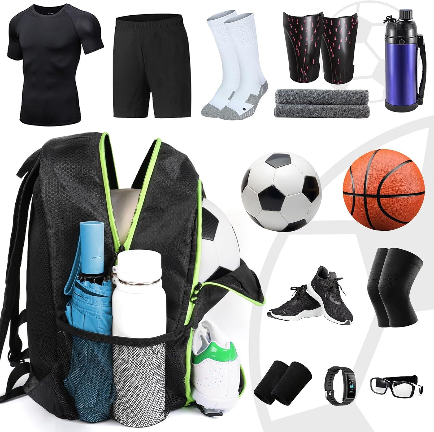 imageYOREPEK Soccer BackpackSoccer Bag with Ball Holder Water resistant Sport Equipment Bags Fit Basketball Volleyball FootballBlack