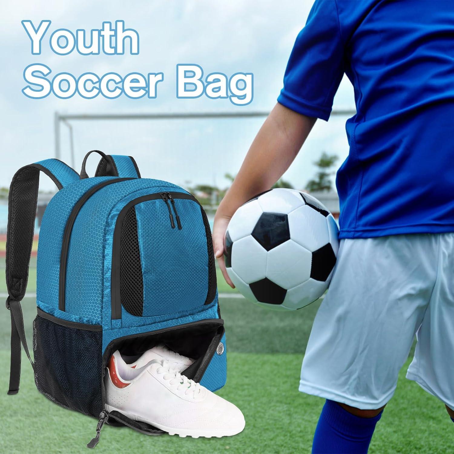 imageYOREPEK Soccer BackpackSoccer Bag with Ball Holder Water resistant Sport Equipment Bags Fit Basketball Volleyball FootballBlue