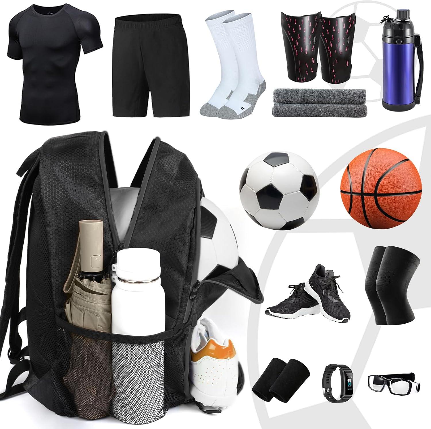 imageYOREPEK Soccer BackpackSoccer Bag with Ball Holder Water resistant Sport Equipment Bags Fit Basketball Volleyball FootballCoal Black