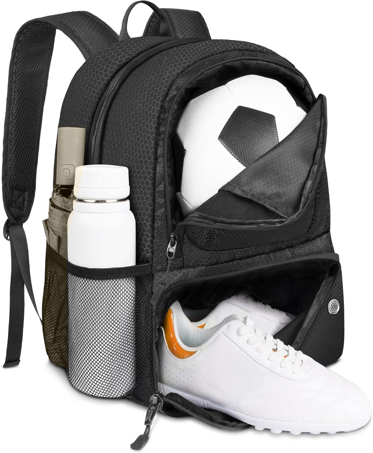 imageYOREPEK Soccer BackpackSoccer Bag with Ball Holder Water resistant Sport Equipment Bags Fit Basketball Volleyball FootballCoal Black