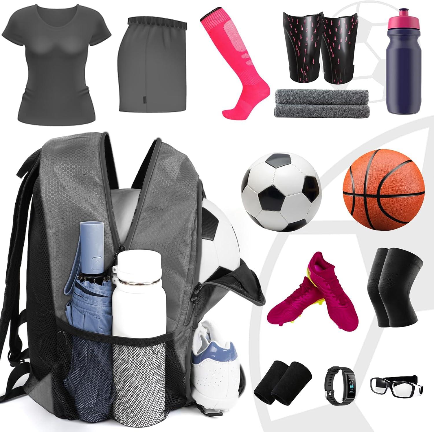 imageYOREPEK Soccer BackpackSoccer Bag with Ball Holder Water resistant Sport Equipment Bags Fit Basketball Volleyball FootballDeep Grey