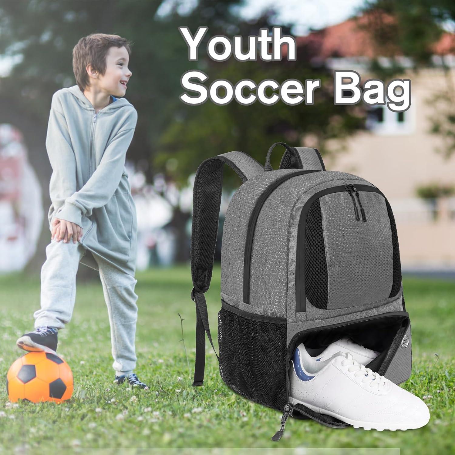 imageYOREPEK Soccer BackpackSoccer Bag with Ball Holder Water resistant Sport Equipment Bags Fit Basketball Volleyball FootballDeep Grey