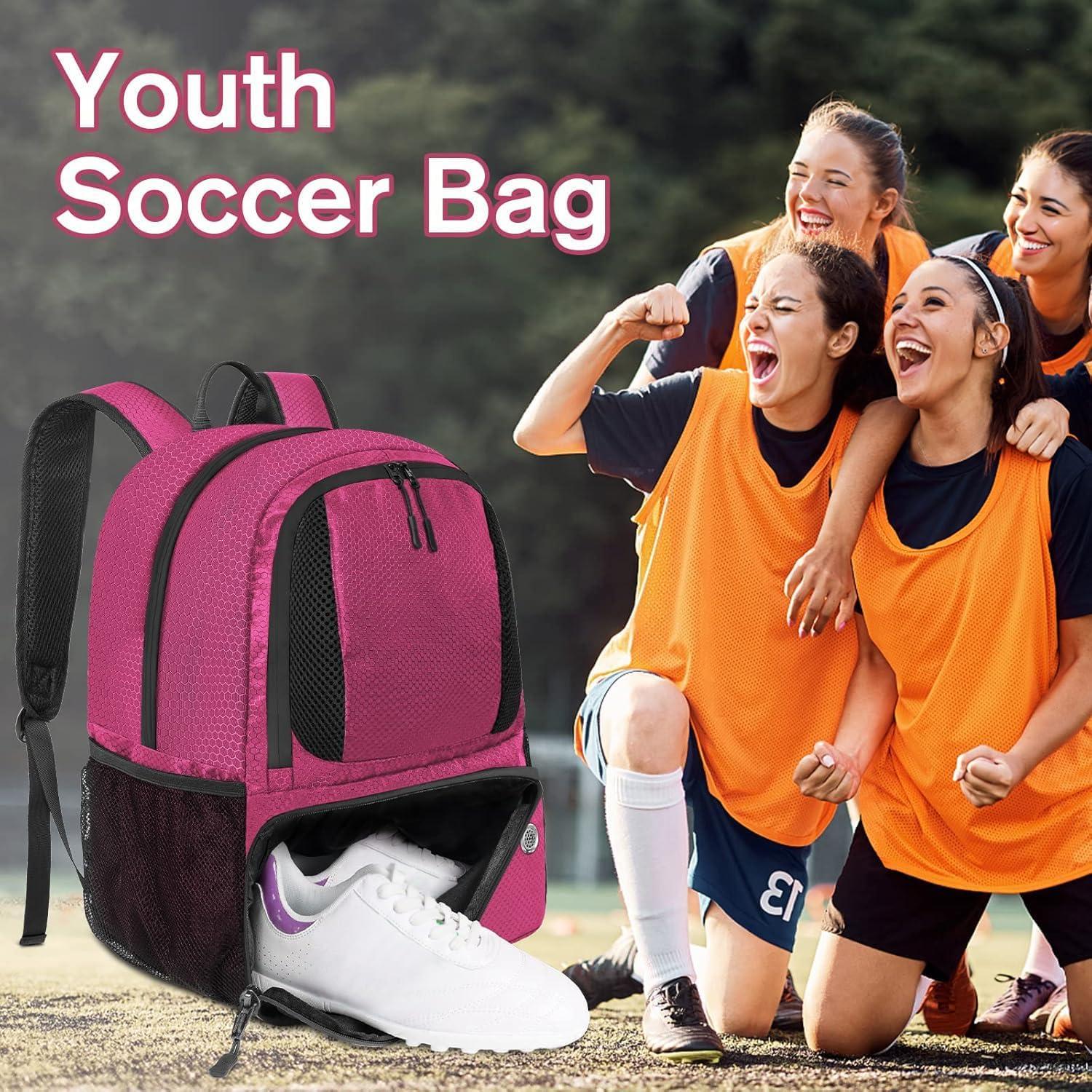 imageYOREPEK Soccer BackpackSoccer Bag with Ball Holder Water resistant Sport Equipment Bags Fit Basketball Volleyball FootballDeep Pink