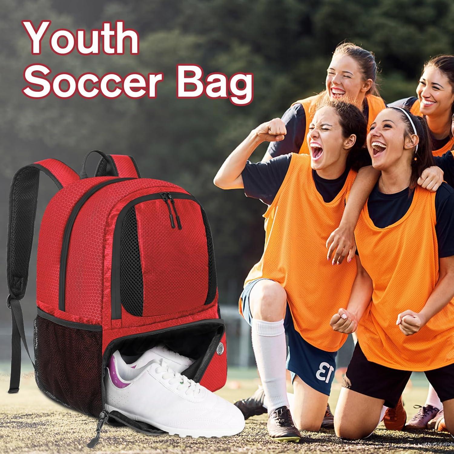 imageYOREPEK Soccer BackpackSoccer Bag with Ball Holder Water resistant Sport Equipment Bags Fit Basketball Volleyball FootballRed