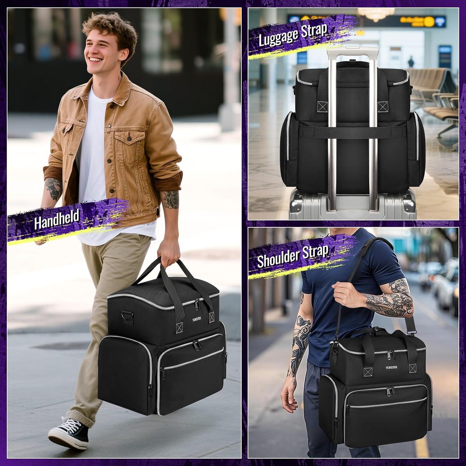 imageYOREPEK Tattoo Travel Case Waterproof Tattoo Bag with 2 Removable Organizer Pouches Adjustable Dividers Tattoo Carrying Case for Equipment Supplies Stencil Printer Artist Gifts