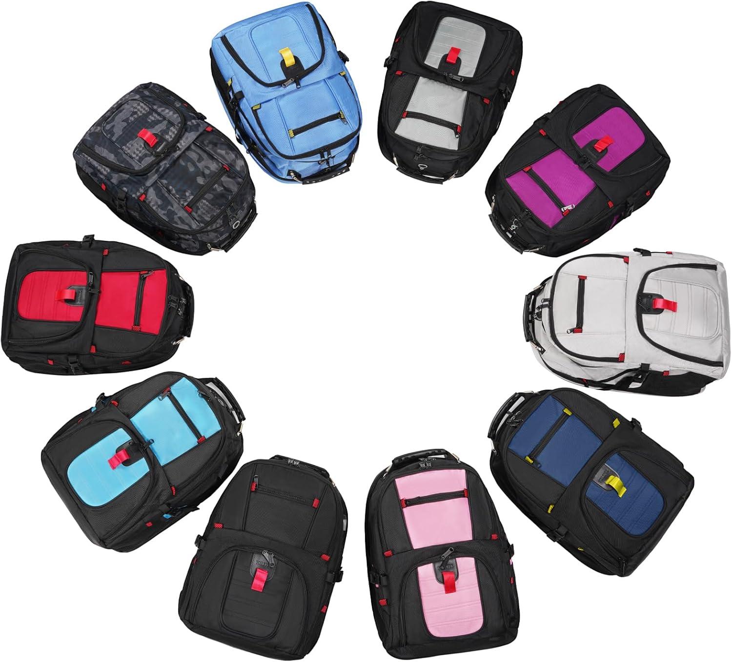imageYOREPEK Travel Backpack Extra Large 50L Laptop Backpacks for Men Women Water Resistant College Student Bookbag Airline Approved Business Work Bag with USB Charging Port Fits 17 Inch Computer BlueRed