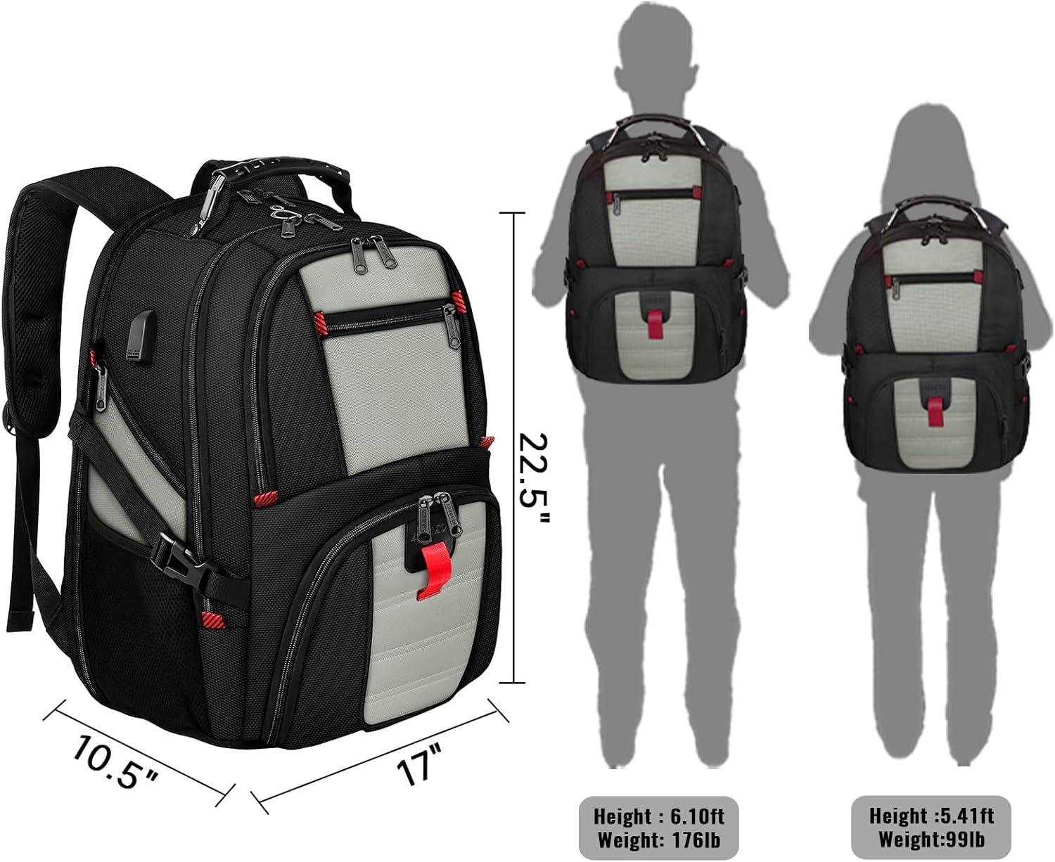 imageYOREPEK Travel Backpack Extra Large 50L Laptop Backpacks for Men Women Water Resistant College Student Bookbag Airline Approved Business Work Bag with USB Charging Port Fits 17 Inch Computer BlueGrey