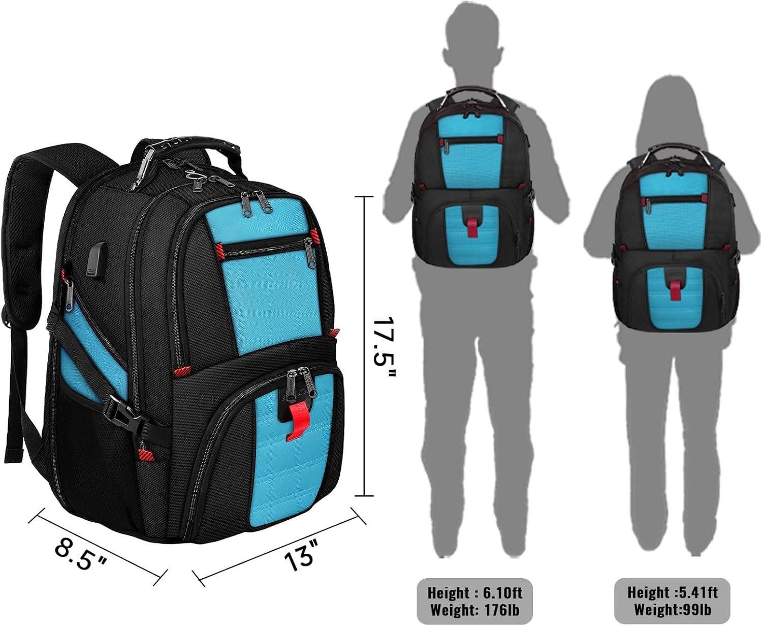 imageYOREPEK Travel Backpack Extra Large 50L Laptop Backpacks for Men Women Water Resistant College Student Bookbag Airline Approved Business Work Bag with USB Charging Port Fits 17 Inch Computer BlueBlue