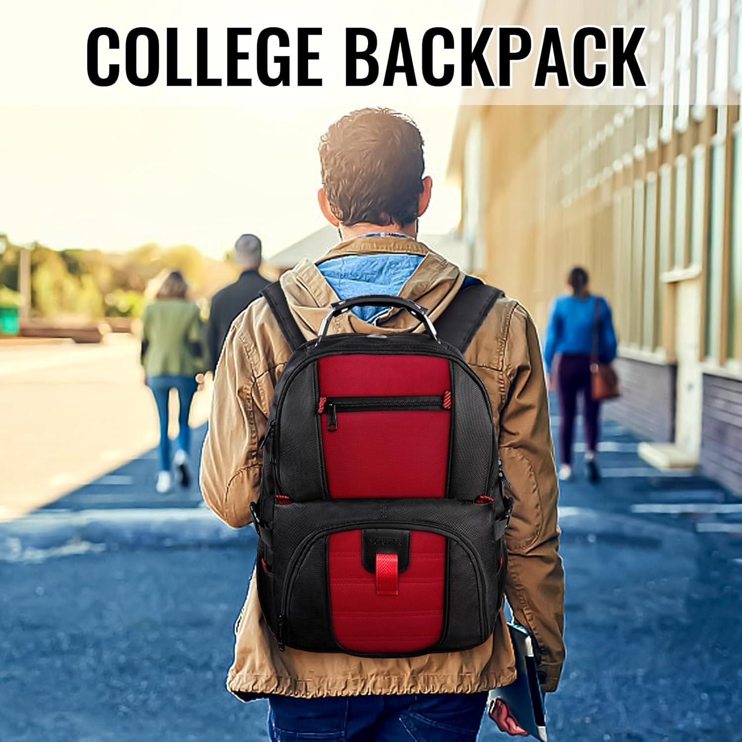 imageYOREPEK Travel Backpack Extra Large 50L Laptop Backpacks for Men Women Water Resistant College Student Bookbag Airline Approved Business Work Bag with USB Charging Port Fits 17 Inch Computer BlueRed