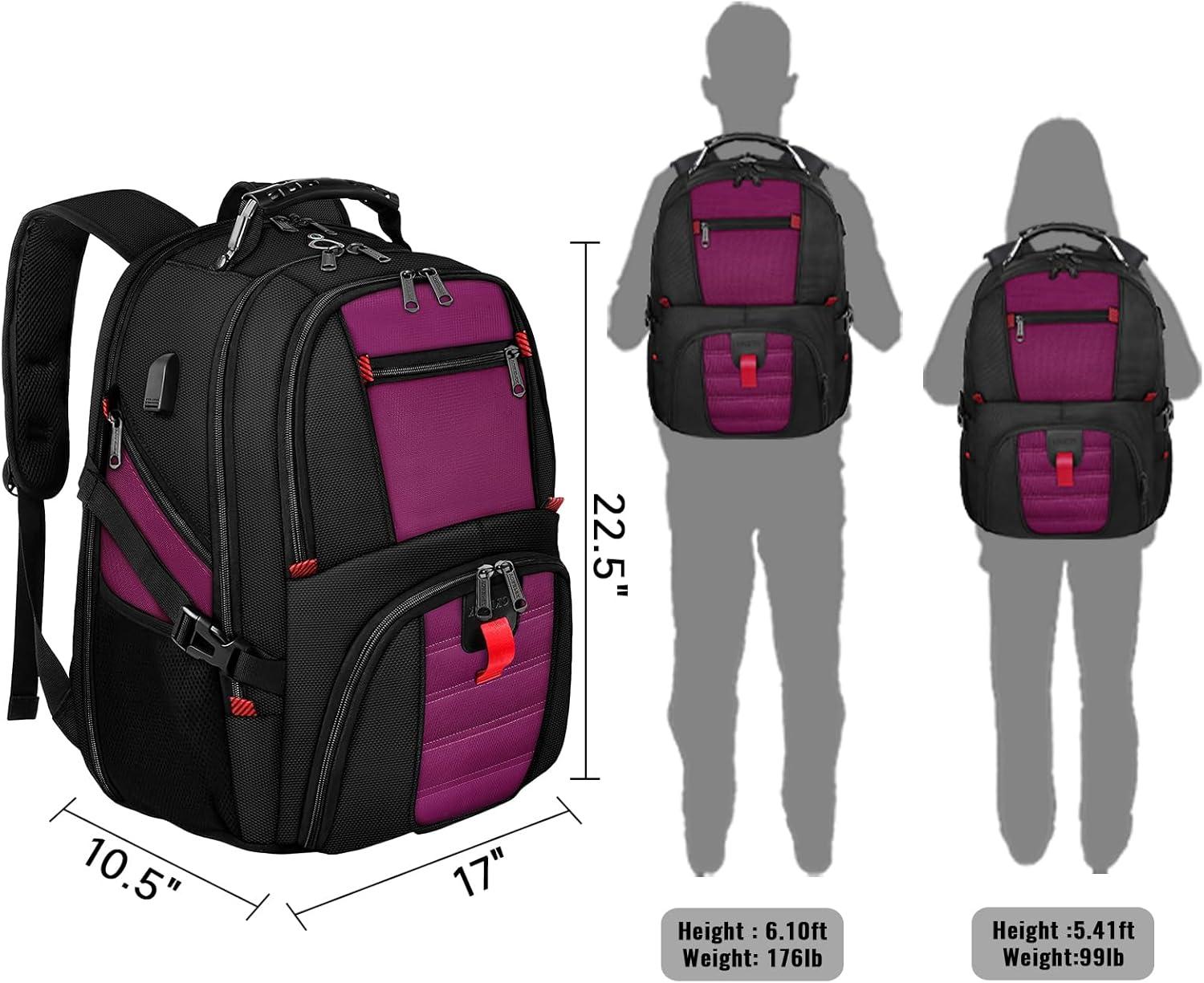 imageYOREPEK Travel Backpack Extra Large 50L Laptop Backpacks for Men Women Water Resistant College Student Bookbag Airline Approved Business Work Bag with USB Charging Port Fits 17 Inch Computer BluePurple