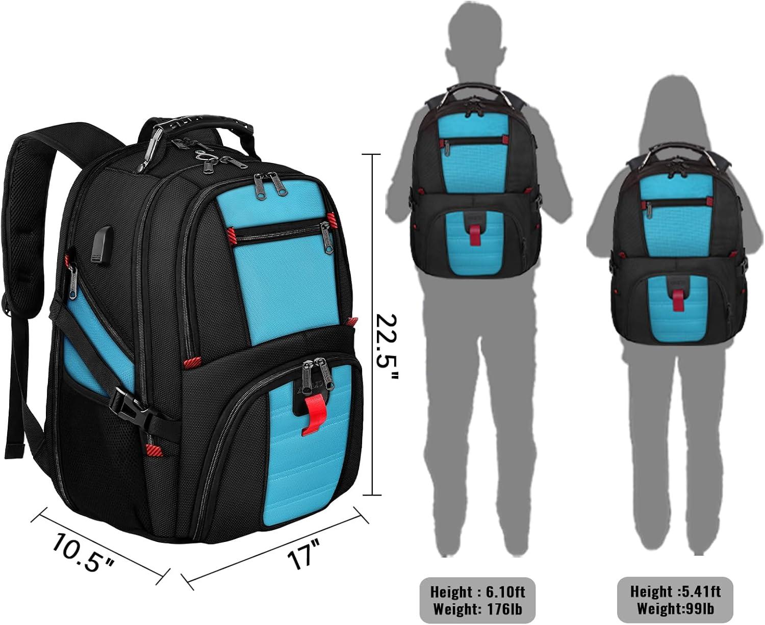 imageYOREPEK Travel Backpack Extra Large 50L Laptop Backpacks for Men Women Water Resistant College Student Bookbag Airline Approved Business Work Bag with USB Charging Port Fits 17 Inch Computer BlueBlue