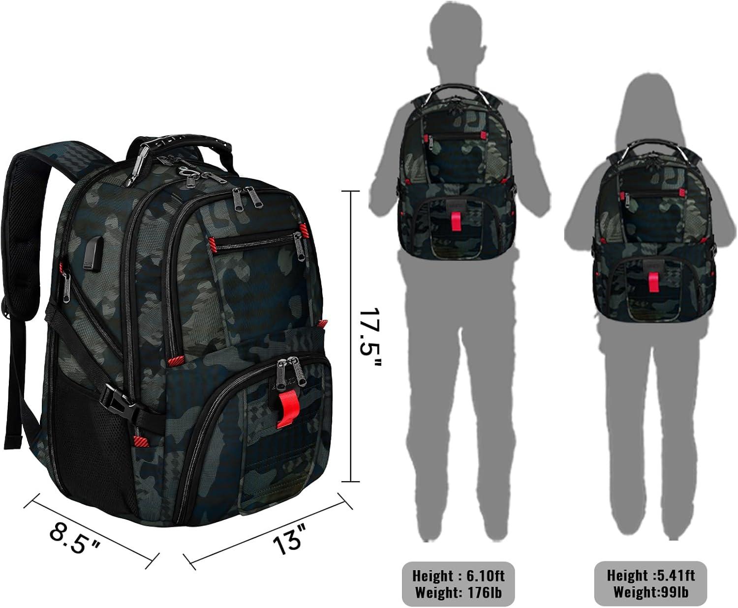 imageYOREPEK Travel Backpack Extra Large 50L Laptop Backpacks for Men Women Water Resistant College Student Bookbag Airline Approved Business Work Bag with USB Charging Port Fits 17 Inch Computer BlueCamouflage