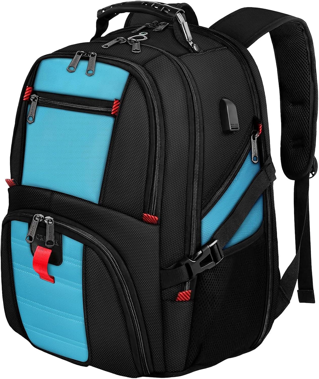 imageYOREPEK Travel Backpack Extra Large 50L Laptop Backpacks for Men Women Water Resistant College Student Bookbag Airline Approved Business Work Bag with USB Charging Port Fits 17 Inch Computer BlueBlue