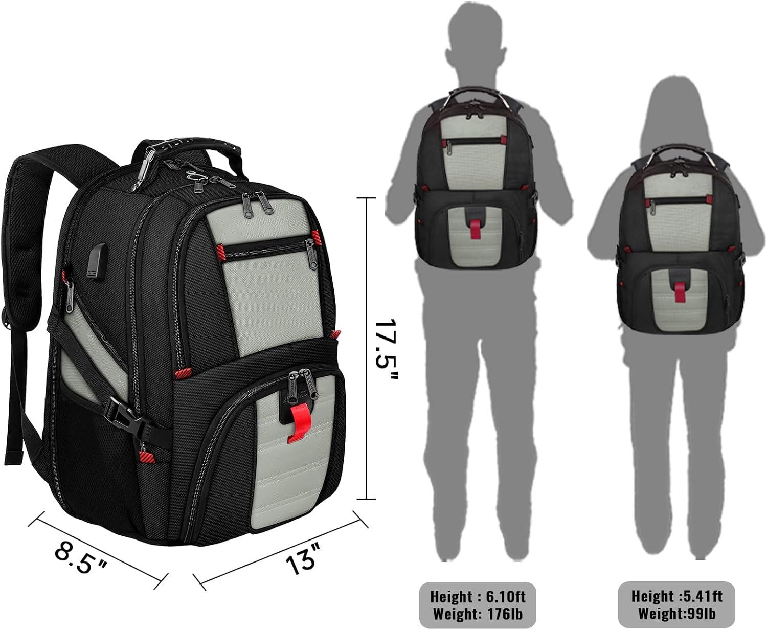 imageYOREPEK Travel Backpack Extra Large 50L Laptop Backpacks for Men Women Water Resistant College Student Bookbag Airline Approved Business Work Bag with USB Charging Port Fits 17 Inch Computer BlueGrey