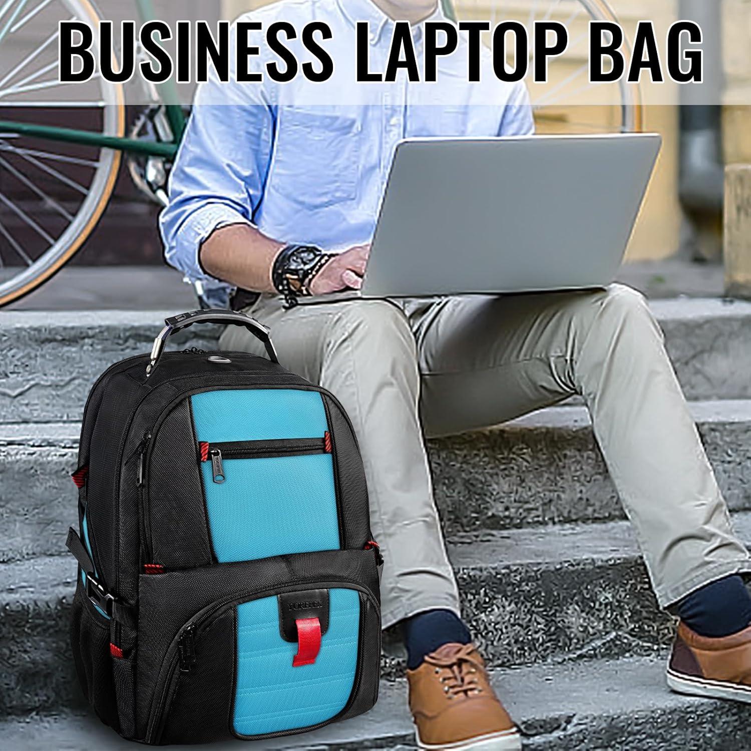 imageYOREPEK Travel Backpack Extra Large 50L Laptop Backpacks for Men Women Water Resistant College Student Bookbag Airline Approved Business Work Bag with USB Charging Port Fits 17 Inch Computer BlueBlue