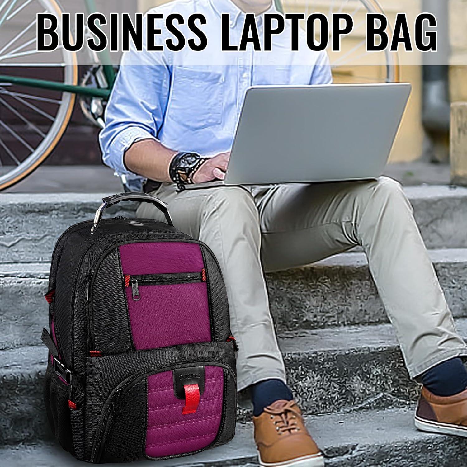 imageYOREPEK Travel Backpack Extra Large 50L Laptop Backpacks for Men Women Water Resistant College Student Bookbag Airline Approved Business Work Bag with USB Charging Port Fits 17 Inch Computer BluePurple