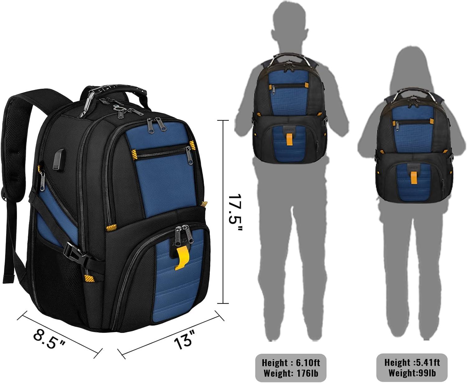 imageYOREPEK Travel Backpack Extra Large 50L Laptop Backpacks for Men Women Water Resistant College Student Bookbag Airline Approved Business Work Bag with USB Charging Port Fits 17 Inch Computer BlueRoy Blue