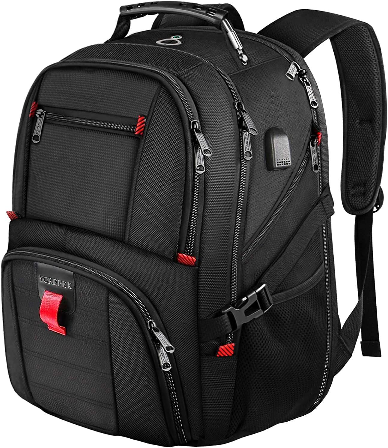 imageYOREPEK Travel Backpack Extra Large 50L Laptop Backpacks for Men Women Water Resistant College Student Bookbag Airline Approved Business Work Bag with USB Charging Port Fits 17 Inch Computer BlueBlack