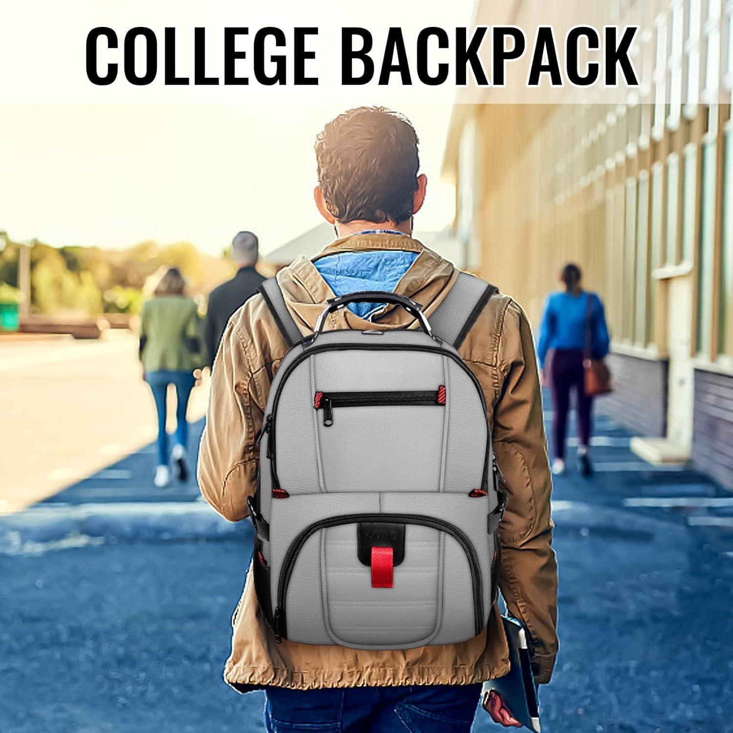 imageYOREPEK Travel Backpack Extra Large 50L Laptop Backpacks for Men Women Water Resistant College Student Bookbag Airline Approved Business Work Bag with USB Charging Port Fits 17 Inch Computer BlueLight Grey