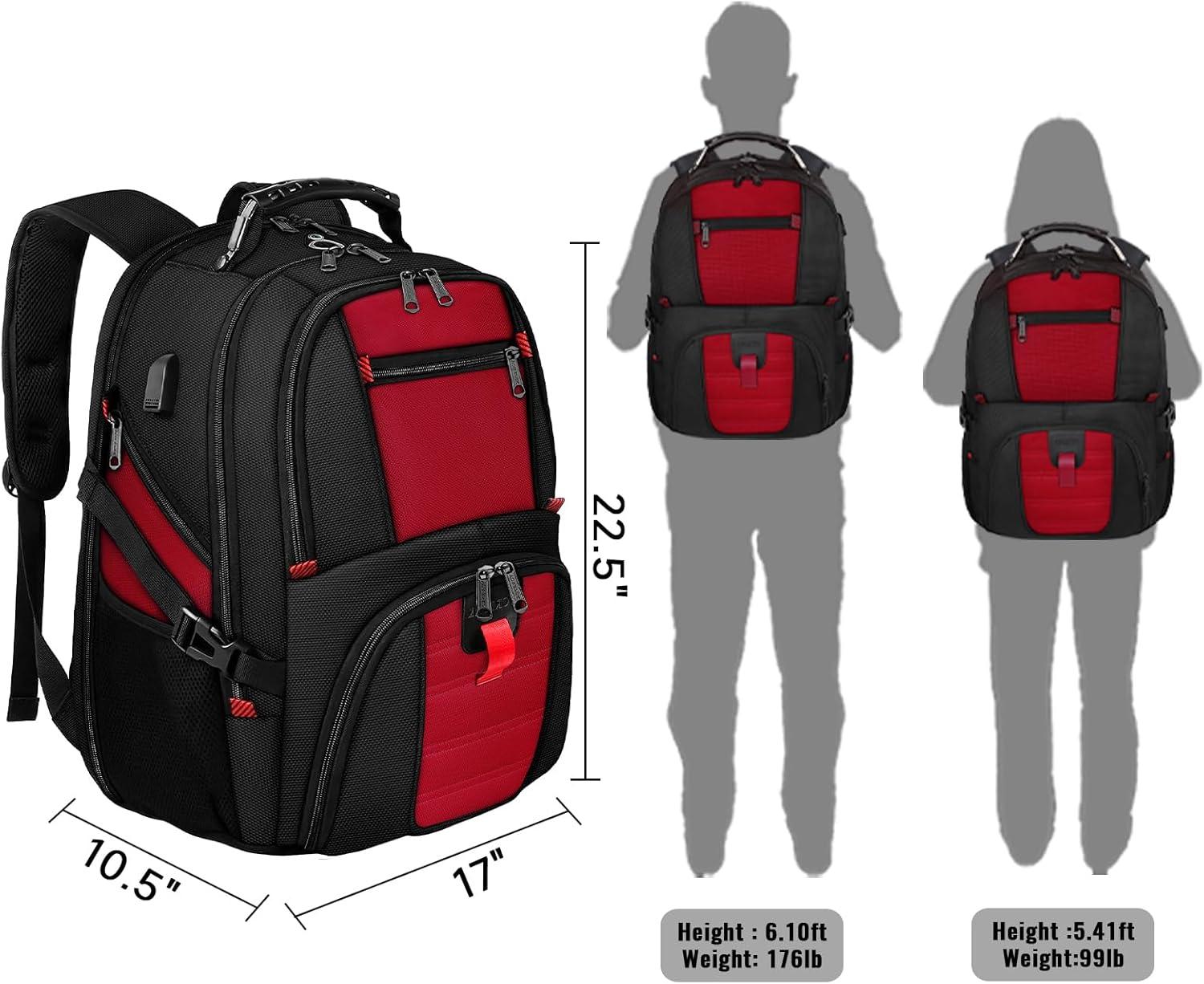 imageYOREPEK Travel Backpack Extra Large 50L Laptop Backpacks for Men Women Water Resistant College Student Bookbag Airline Approved Business Work Bag with USB Charging Port Fits 17 Inch Computer BlueRed