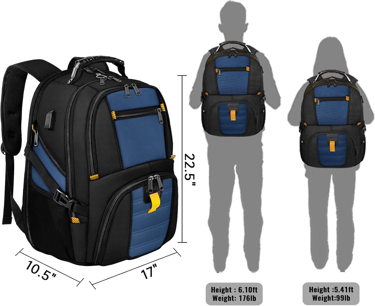 imageYOREPEK Travel Backpack Extra Large 50L Laptop Backpacks for Men Women Water Resistant College Student Bookbag Airline Approved Business Work Bag with USB Charging Port Fits 17 Inch Computer BlueRoy Blue