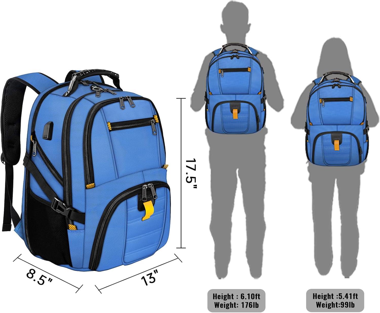 imageYOREPEK Travel Backpack Extra Large 50L Laptop Backpacks for Men Women Water Resistant College Student Bookbag Airline Approved Business Work Bag with USB Charging Port Fits 17 Inch Computer BlueCobalt Blue