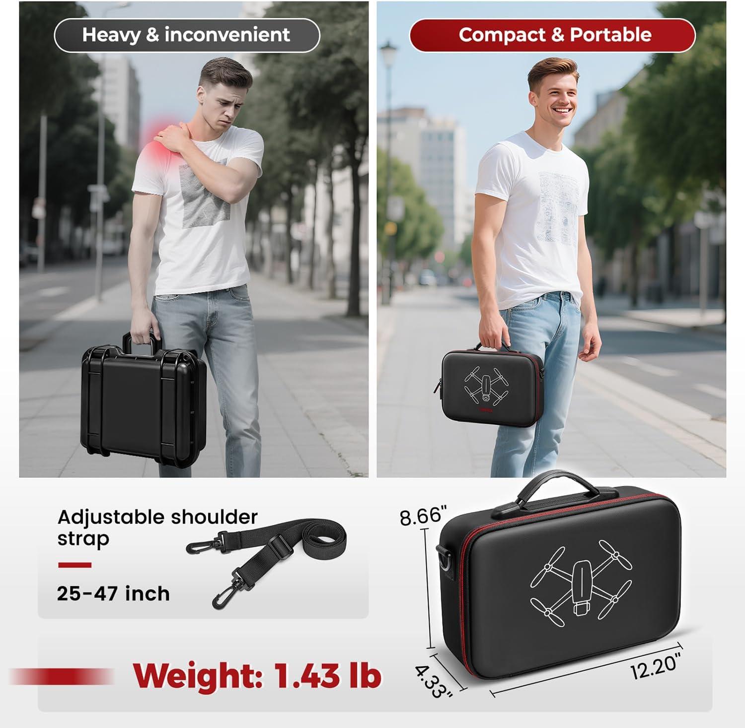 imageYOREPEK Travel Case for DJI Mini 4K22 SE Portable Lightweight PU Carrying Case for DJI Mini 4K Drone Fly More Combo Accessories Shockproof Waterproof Storage Bag with Shoulder Strap