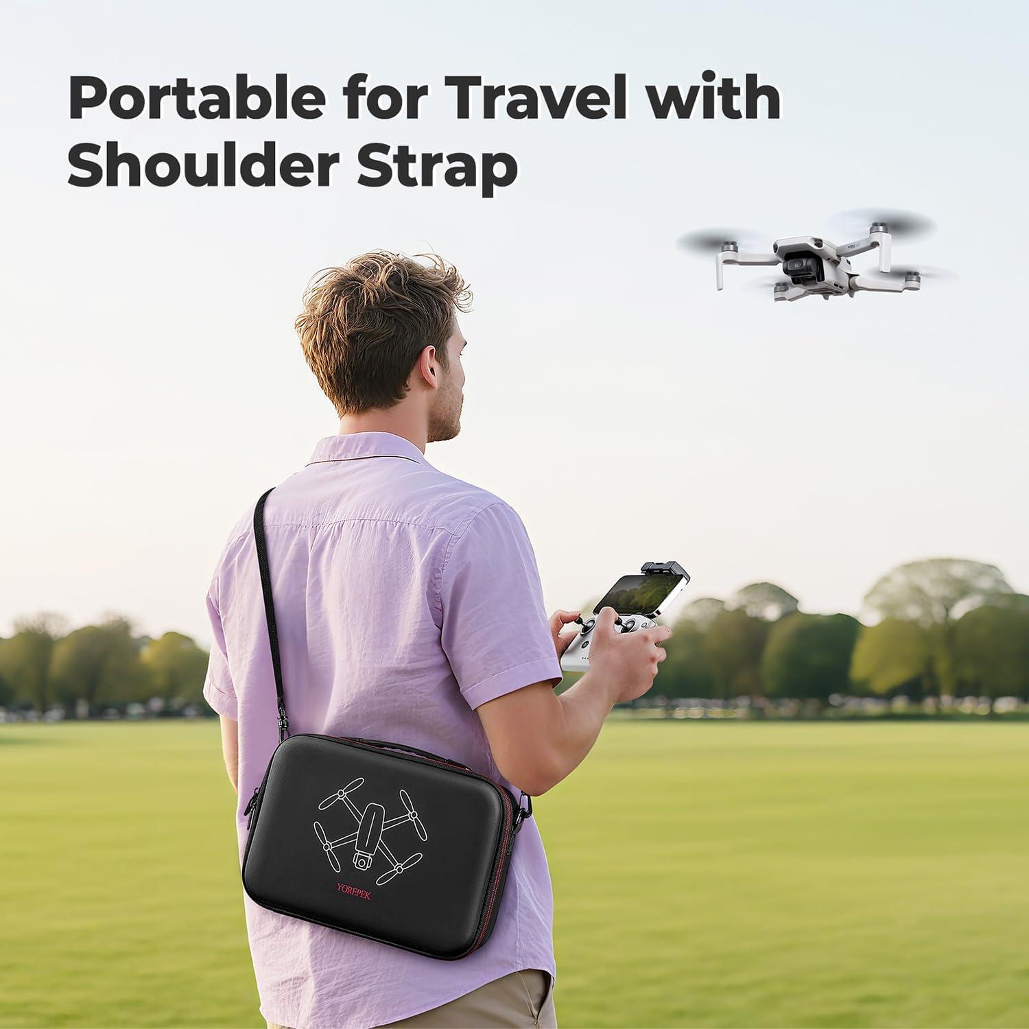 imageYOREPEK Travel Case for DJI Mini 4K22 SE Portable Lightweight PU Carrying Case for DJI Mini 4K Drone Fly More Combo Accessories Shockproof Waterproof Storage Bag with Shoulder Strap