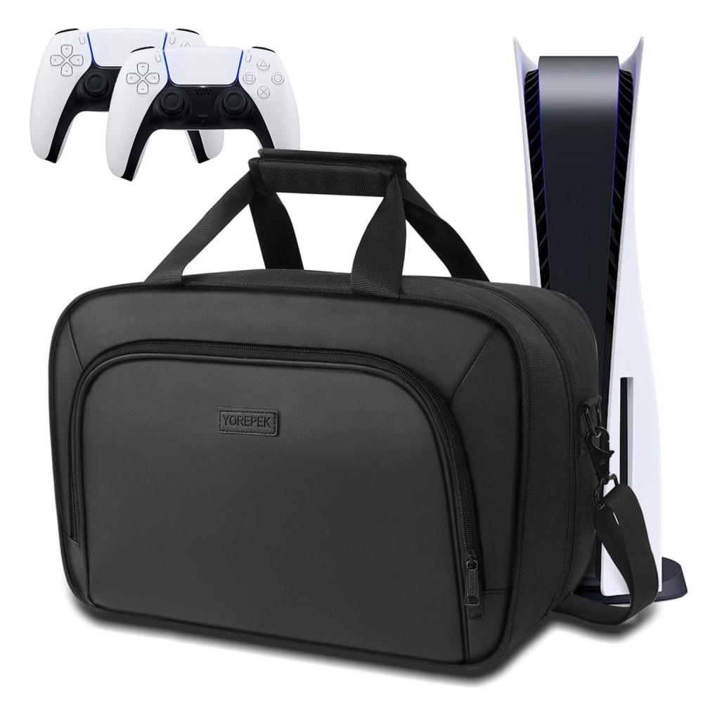 imageYOREPEK Carrying Case Compatible with PS5 PS5 Pro Travel Case Suitable for Playstation 5 Discs Digital Edition Large Capacity Storage bag for Console Controllers and Game Accessories BlackBlack